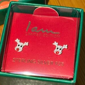 Micro Reindeer holiday fun sterling silver earrings